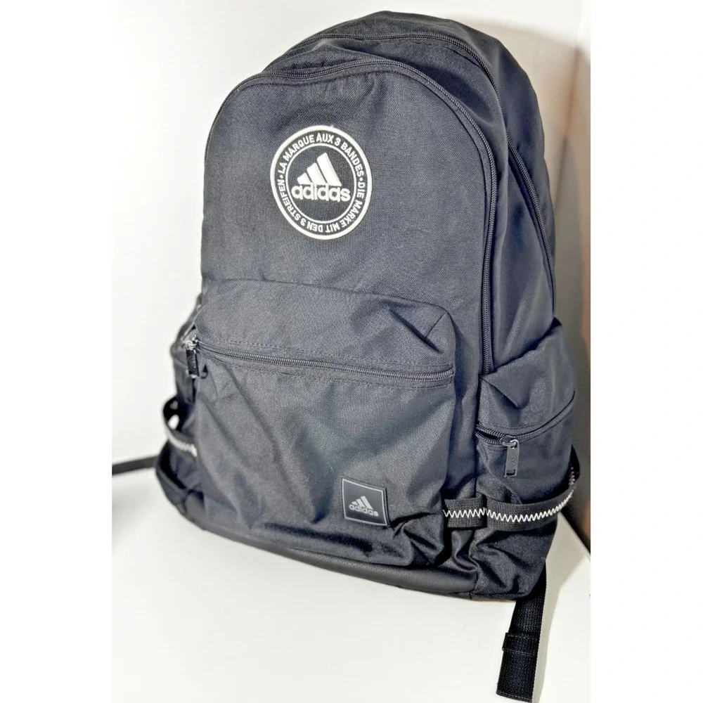 Preloved Adidas Backpack City Embroidered Laptop Bag Blk/White-‎ School Book Bag